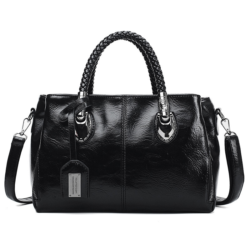 Women’s Vintage Oil Wax PU Leather Luxury Handbag - Image 4