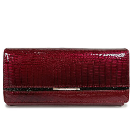 Women’s Designer Leather Wallet – Sleek Croc Texture Long Clutch