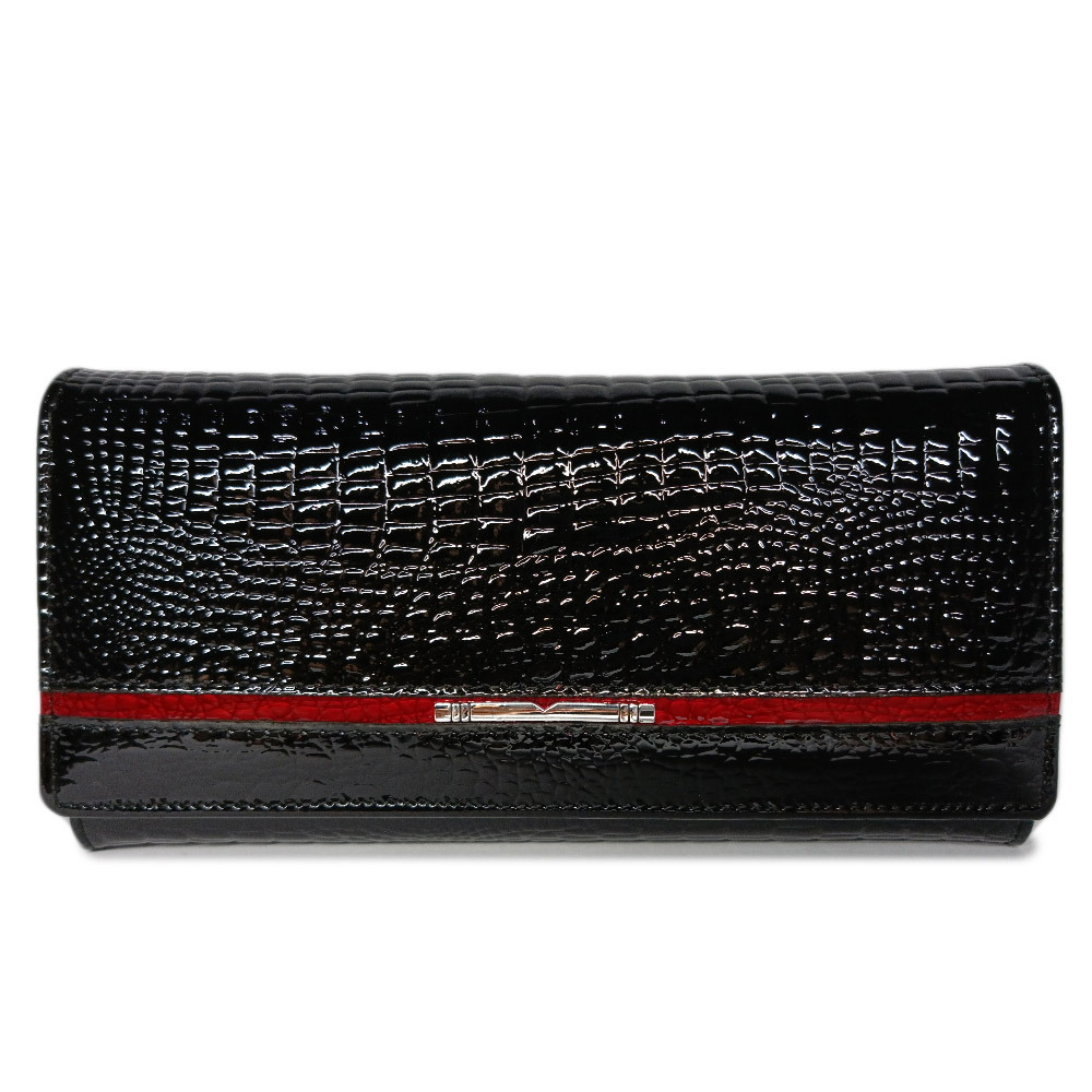 Women’s Designer Leather Wallet – Sleek Croc Texture Long Clutch - Image 4