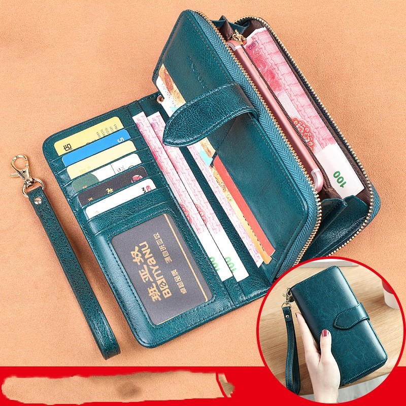 Vintage Style Women’s Long Cowhide Leather Wallet - Image 2