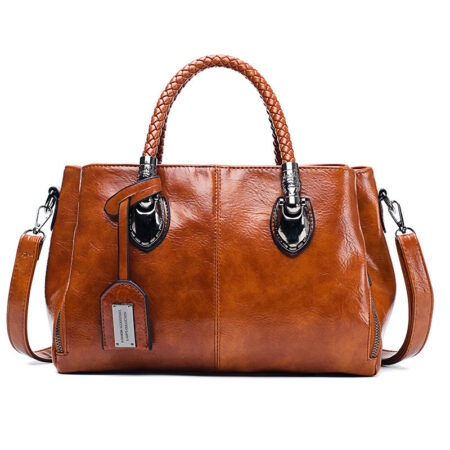 Women’s Vintage Oil Wax PU Leather Luxury Handbag