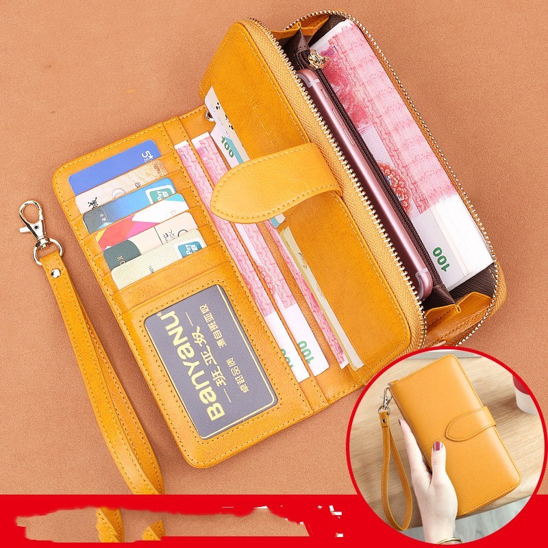 Vintage Style Women’s Long Cowhide Leather Wallet - Image 3