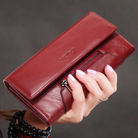 Elegant Long Leather Wallet with Card Slots