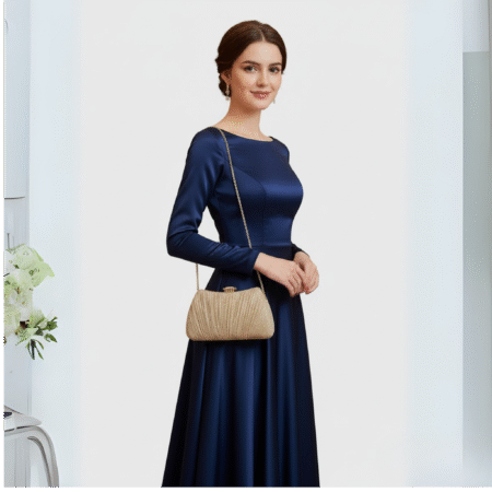 Shiny Pleated Evening Clutch Purse – Elegant Sparkle Prom & Wedding Party Accessory with Gold Chain Strap