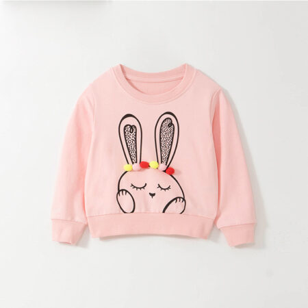 Children’s Cotton Sweatshirt – Soft Long Sleeve Pullover with Cute Bunny Design