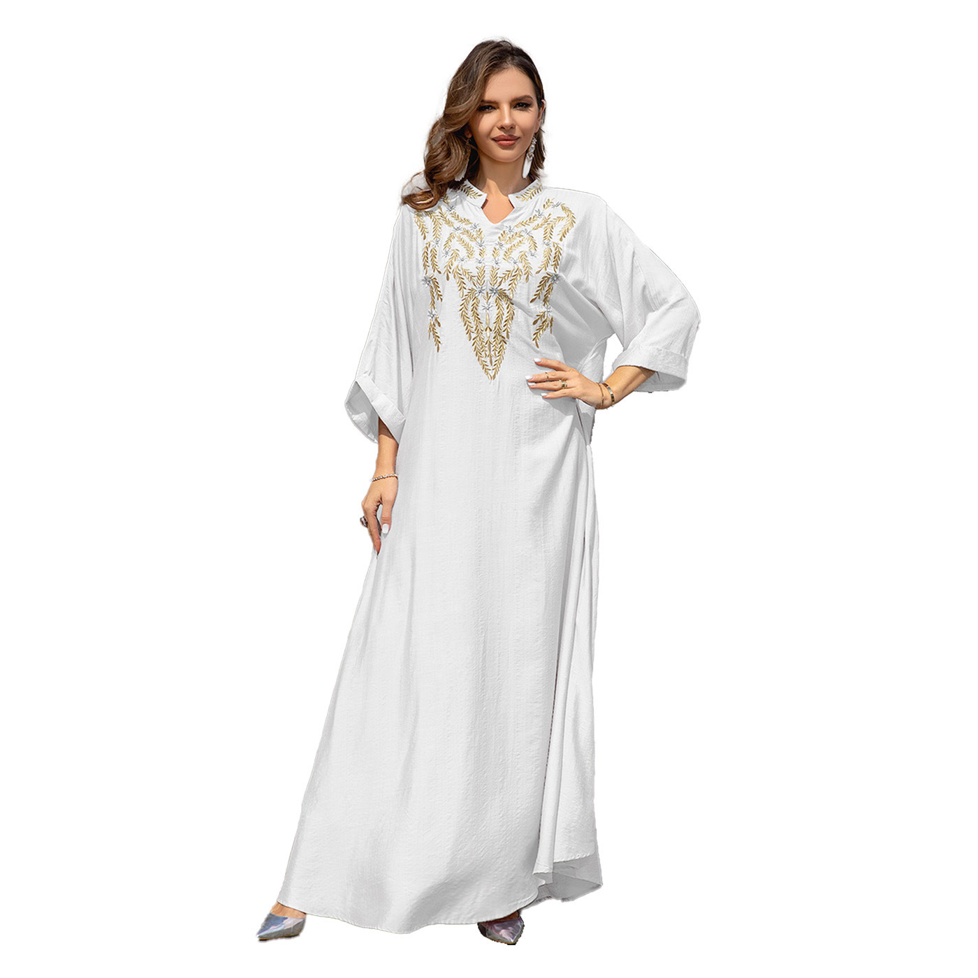 Embroidered Elegant Maxi Robe Dress - Image 10