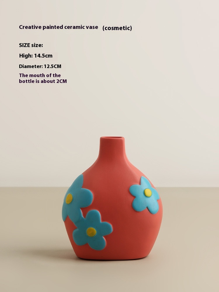 Retro Style Creative Color Painted Ceramic Vase Decoration - Image 6
