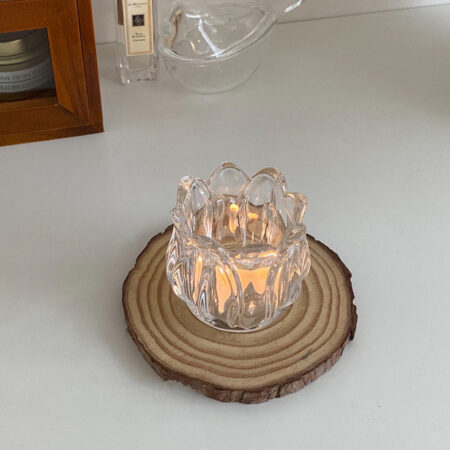 Glass Tulip Candle Holder – Elegant Home Decor Ornament