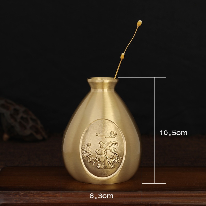 Pure Brass Vase Carving Decoration Mini - Image 9