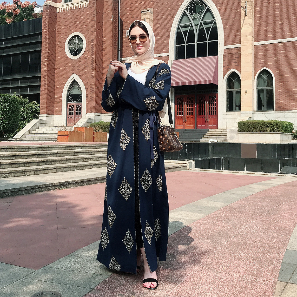 Vintage Embroidered Strappy Cardigan Coat – Elegant Lace Detail, Long Sleeve High-Waist Design - Image 2