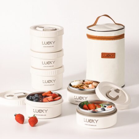 Insulated Stainless Steel Lunch Box with Thermal Bag - Keep Food Warm and Separated