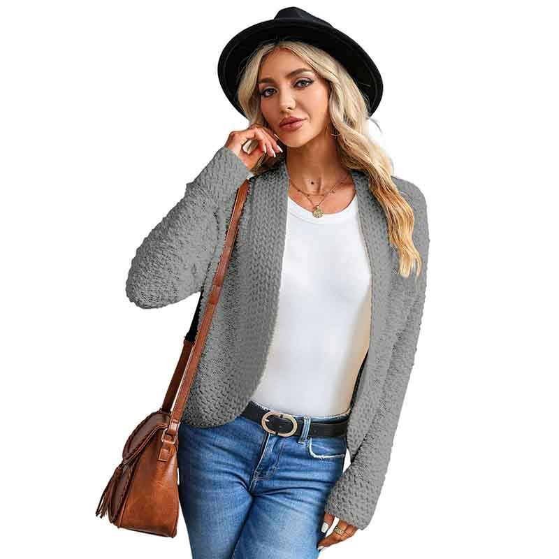 Women’s Solid Color Knit Long-Sleeve Cardigan – Casual Open Front Sweater - Image 2