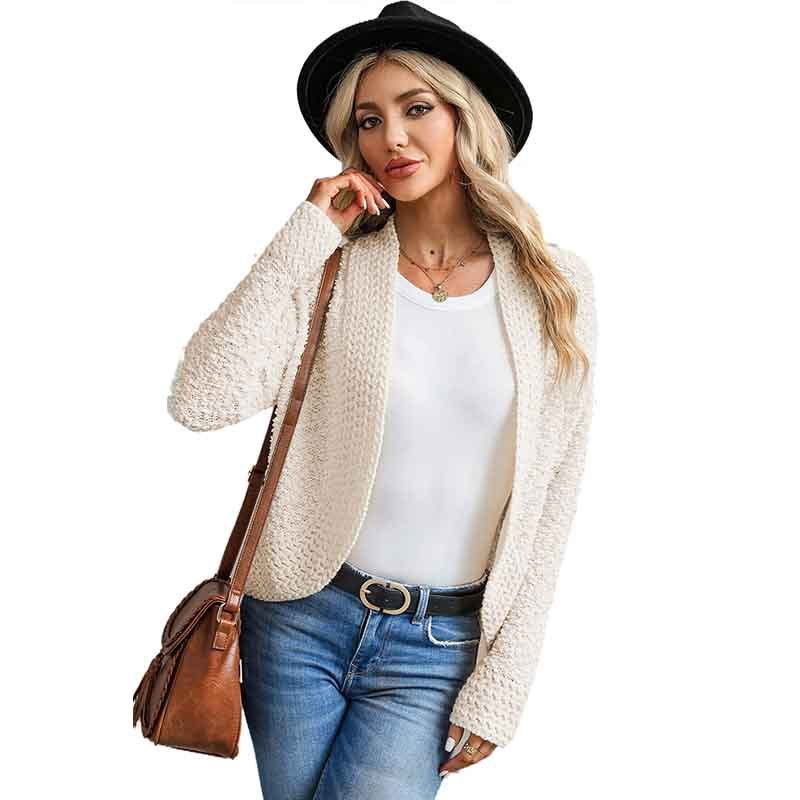 Women’s Solid Color Knit Long-Sleeve Cardigan – Casual Open Front Sweater - Image 4