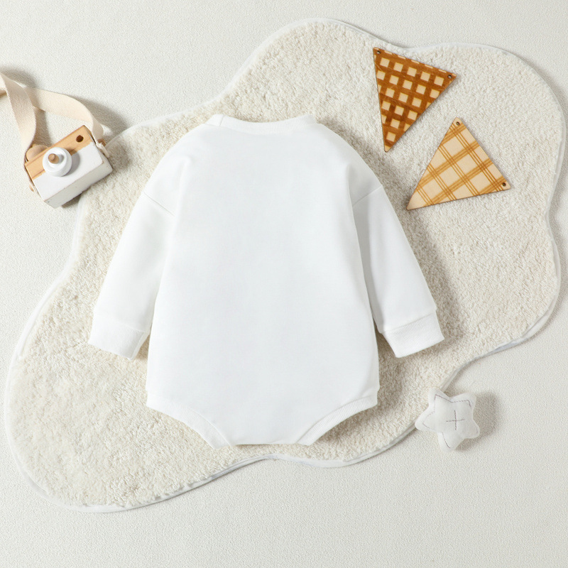 Baby Cotton Romper – Unisex Long Sleeve Triangle Jumpsuit - Image 2