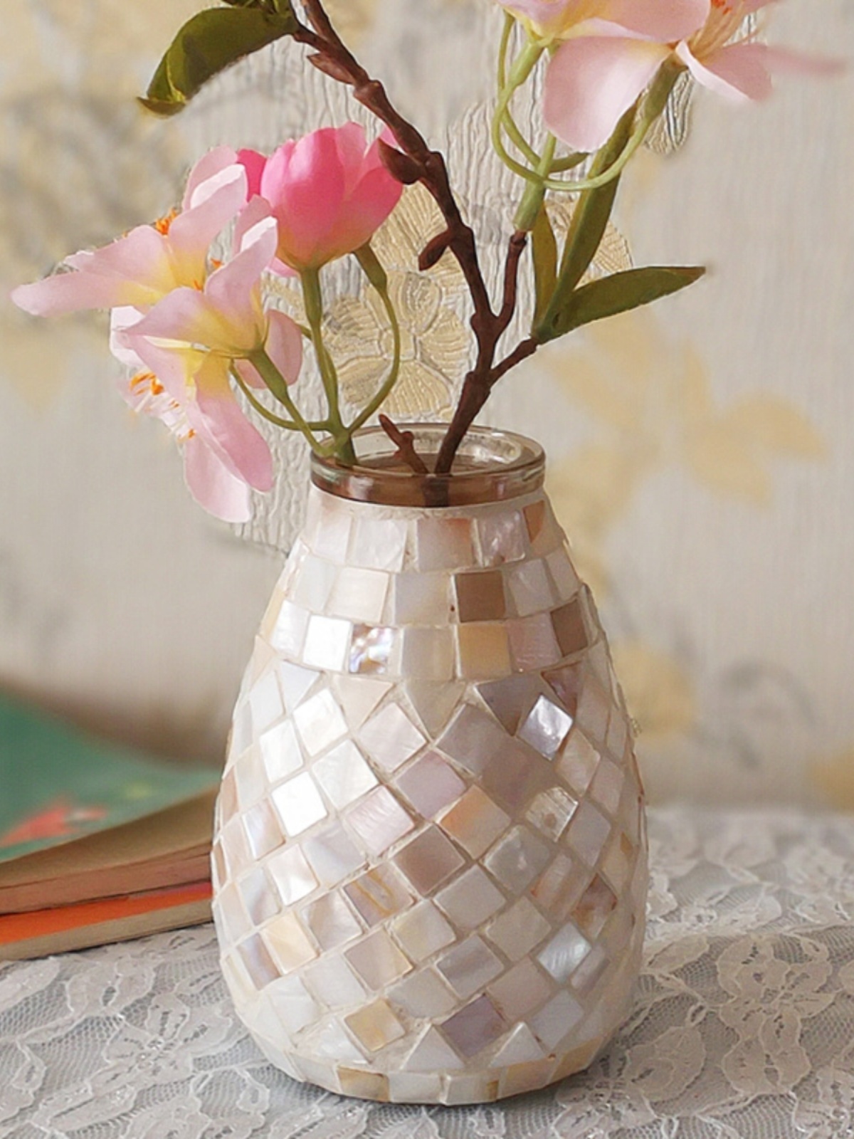 Nordic Light Mosaic Glass Vase Home Office - Image 3