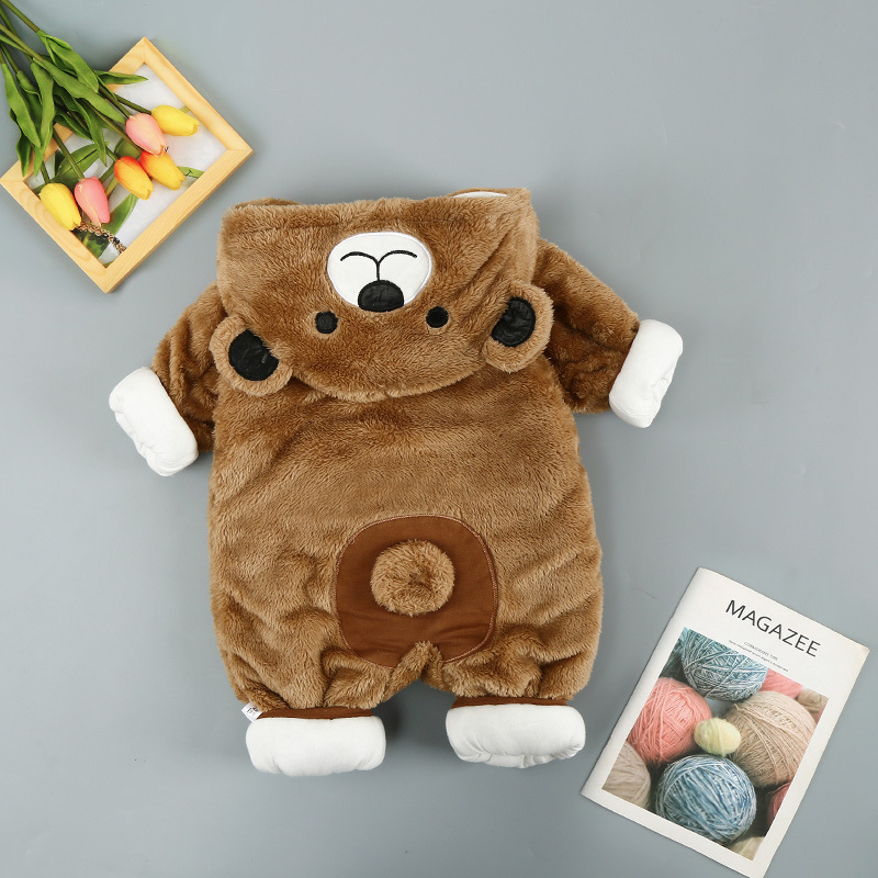 Baby Winter Fleece Bear Onesie – Thick Cotton Hooded Romper for Infants (0–2 Years) - Image 3