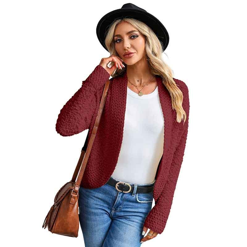 Women’s Solid Color Knit Long-Sleeve Cardigan – Casual Open Front Sweater - Image 6