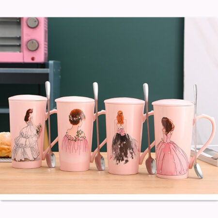 Large Capacity Ceramic Mug - Adorable Design For Girls