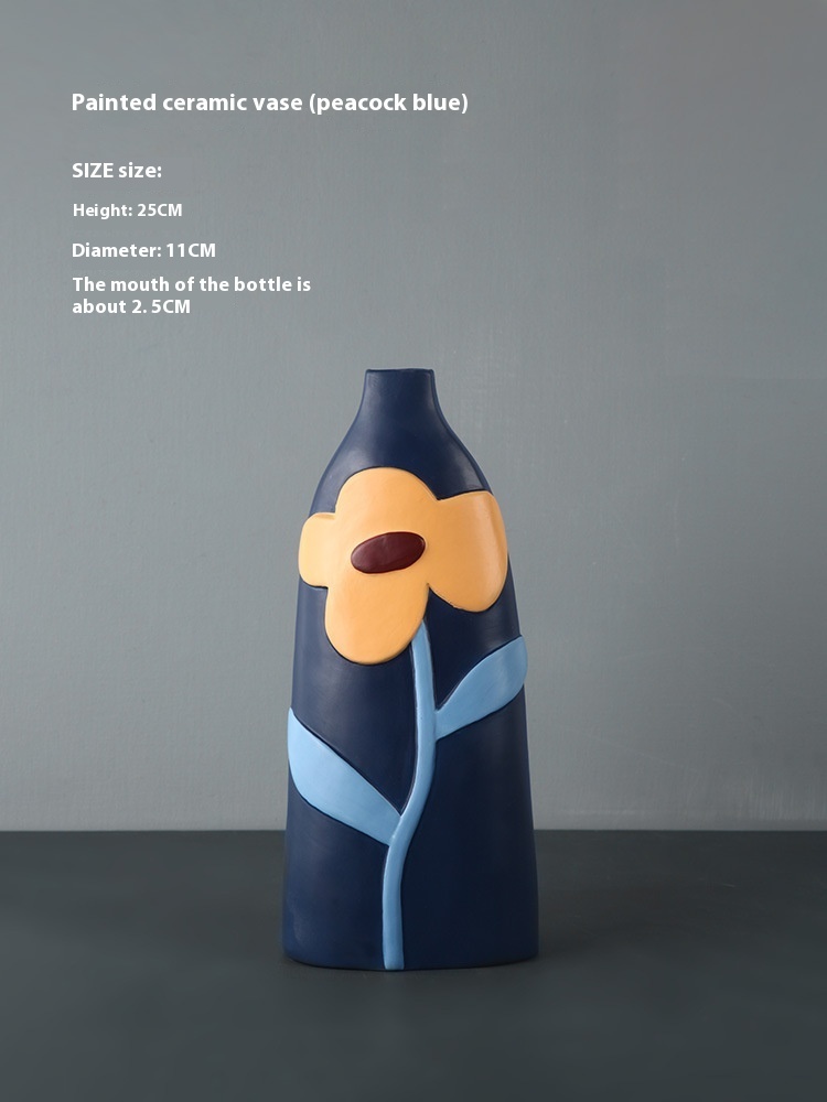 Retro Style Creative Color Painted Ceramic Vase Decoration - Image 8