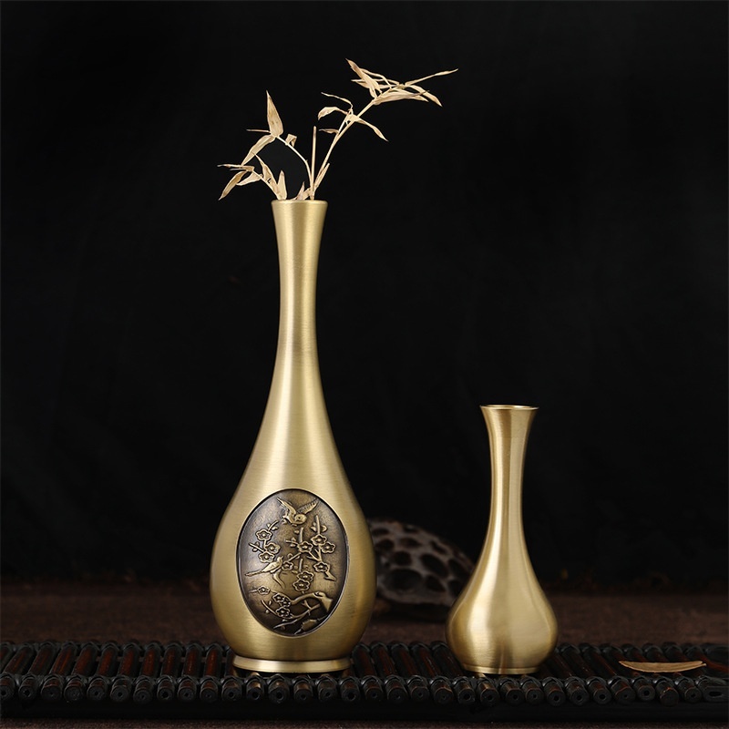 Pure Brass Vase Carving Decoration Mini - Image 2