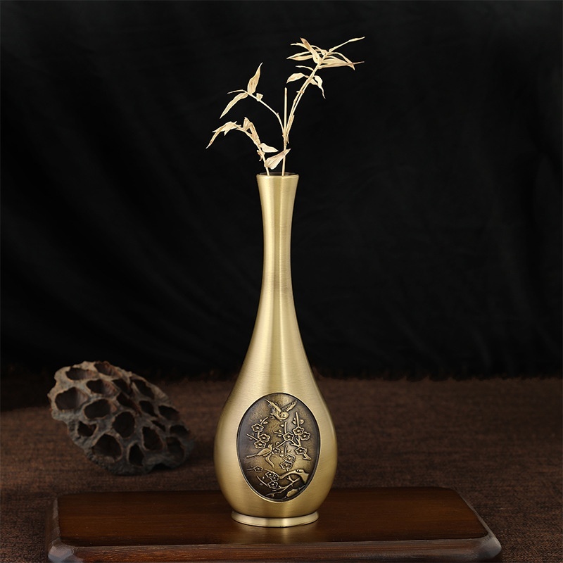 Pure Brass Vase Carving Decoration Mini - Image 3