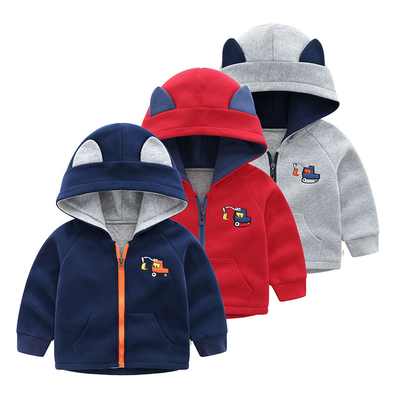 Thickened Kids Hooded Zip-Up Sweatshirt
