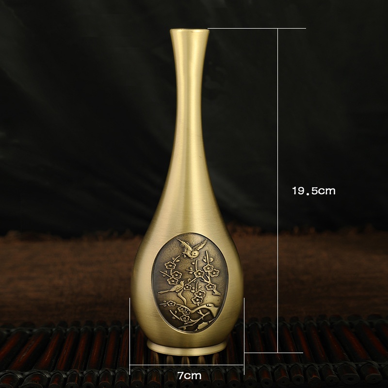 Pure Brass Vase Carving Decoration Mini - Image 8