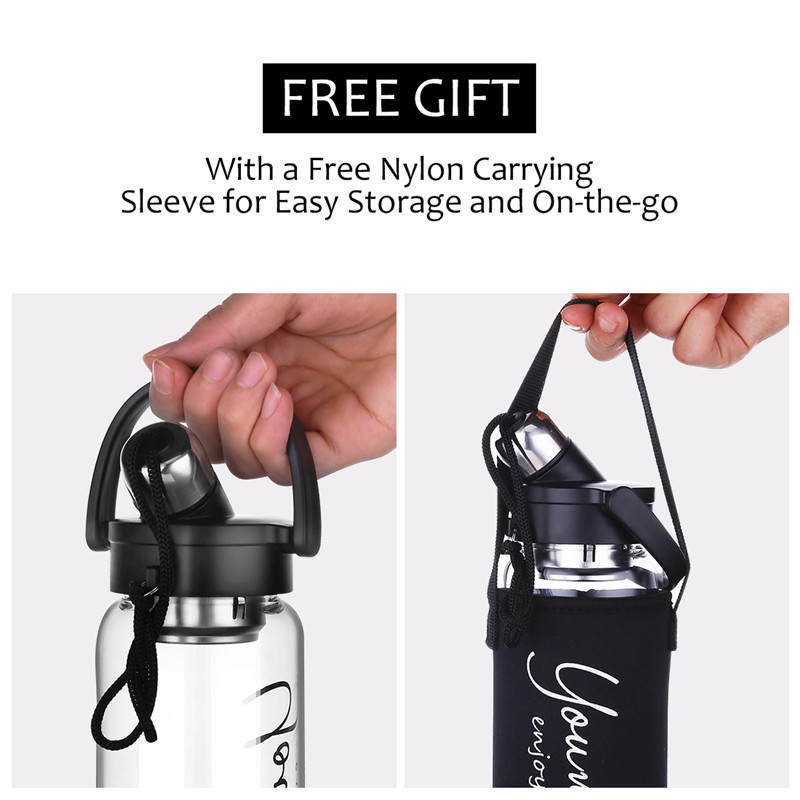 Summer Portable Glass Water Bottle With Cloth Cover - Image 4