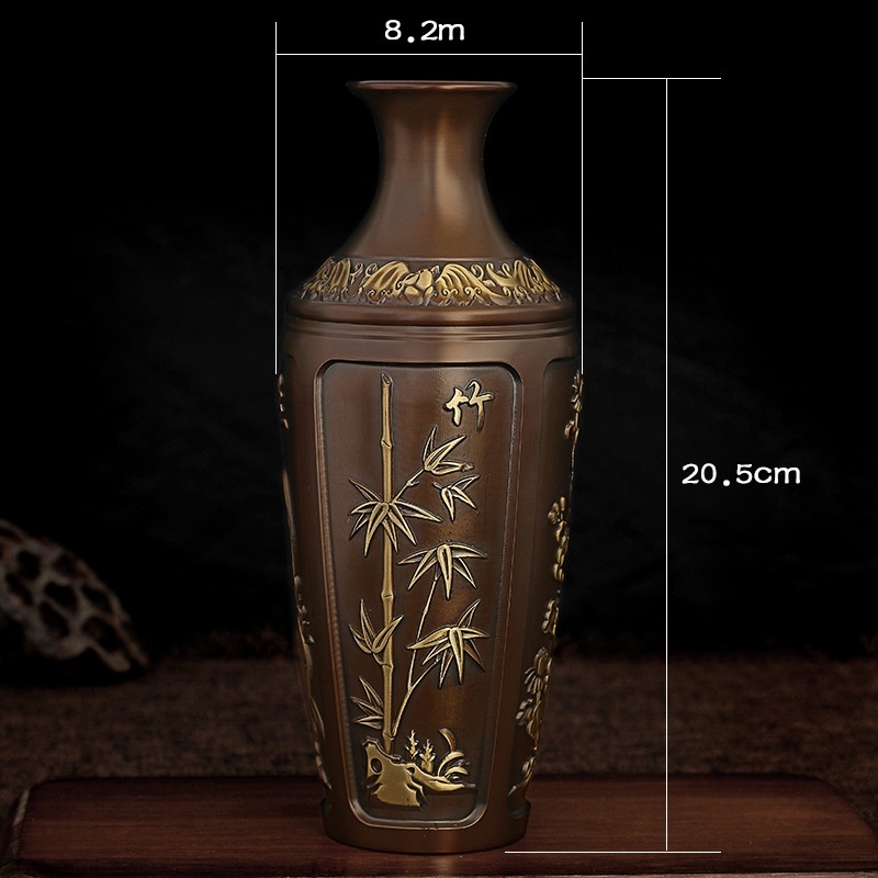 Pure Brass Vase Carving Decoration Mini - Image 10