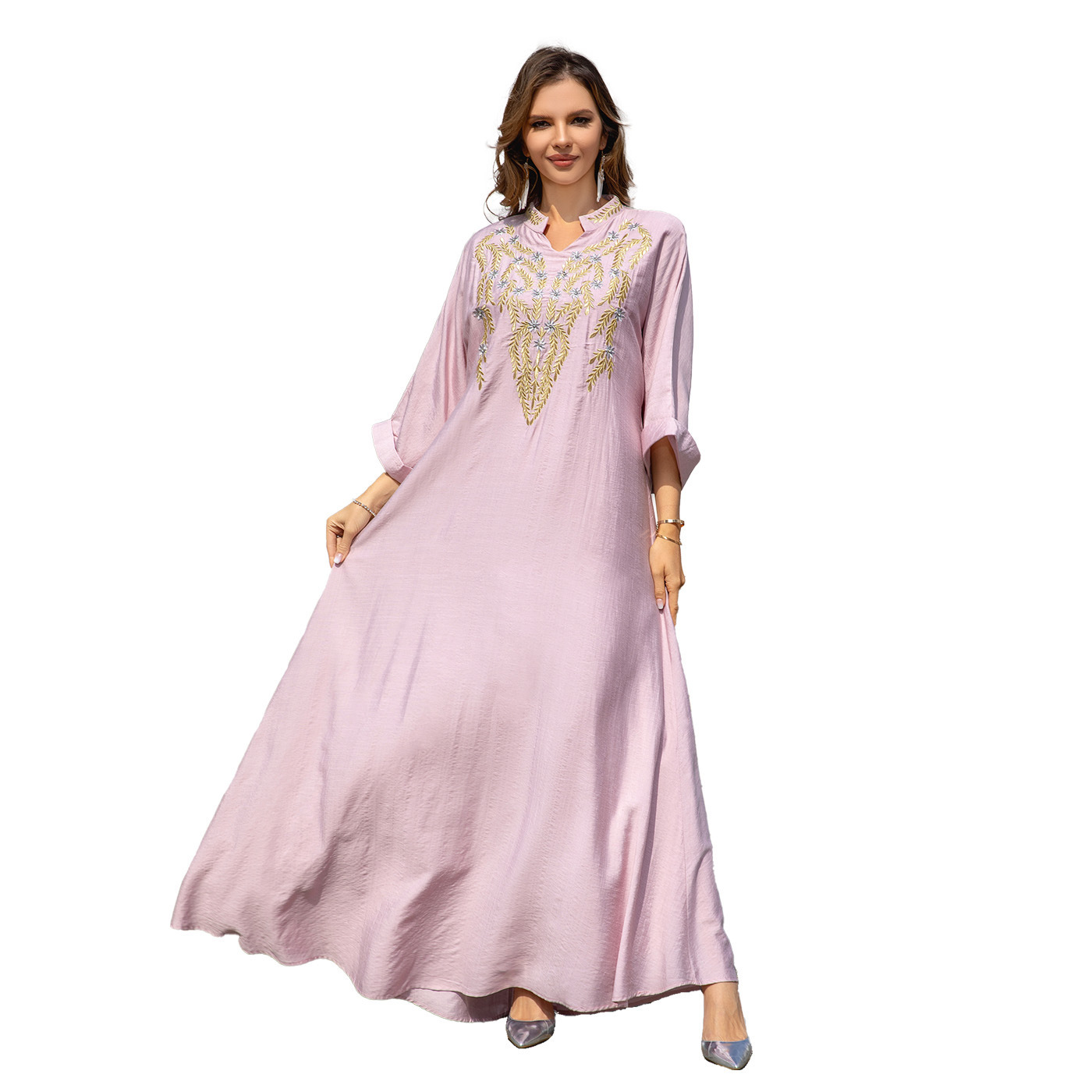 Embroidered Elegant Maxi Robe Dress - Image 9