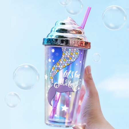 Sparkling Glitter Water Cup with Straw – Trendy Electroplated Design