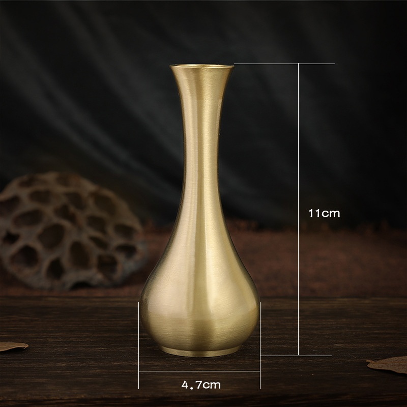 Pure Brass Vase Carving Decoration Mini - Image 6