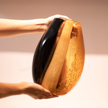 Black Orange Striped Soft Glass Vase
