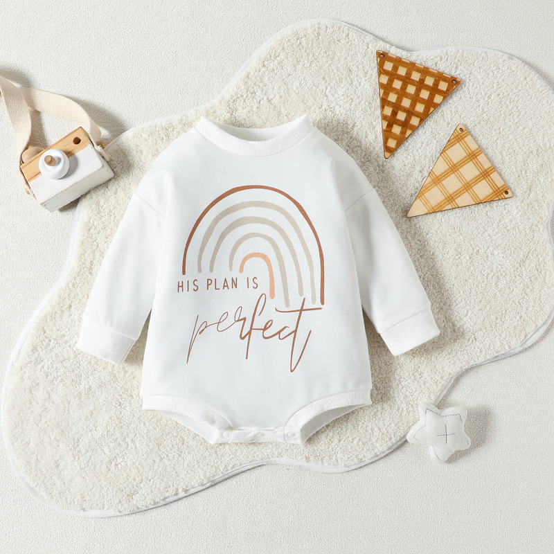 Baby Cotton Romper – Unisex Long Sleeve Triangle Jumpsuit