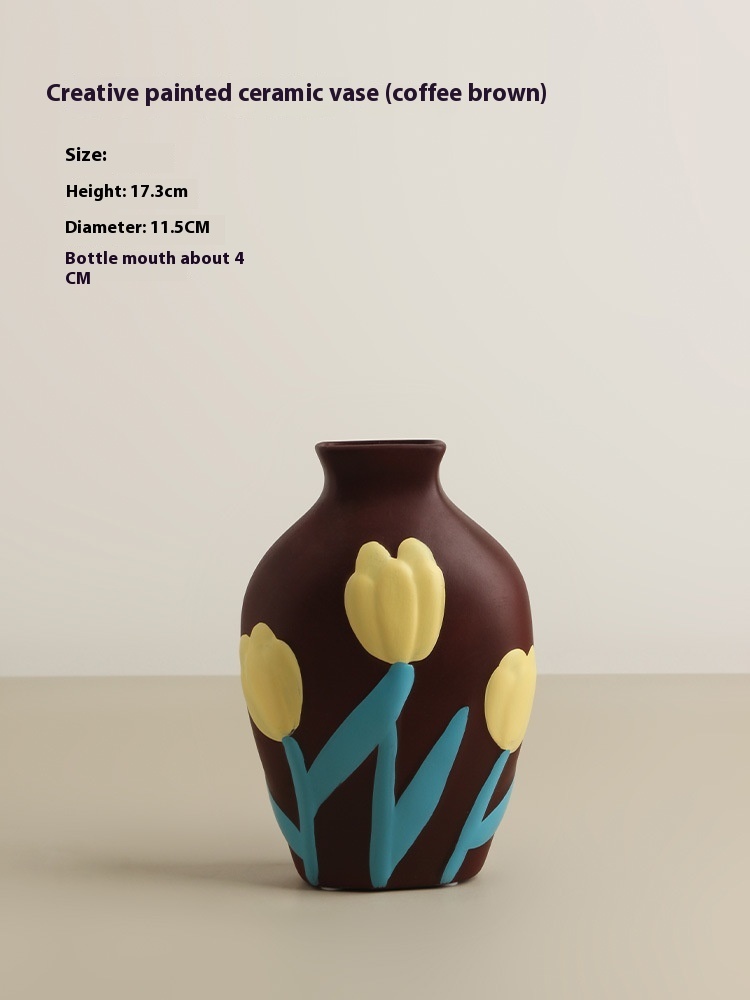 Retro Style Creative Color Painted Ceramic Vase Decoration - Image 7