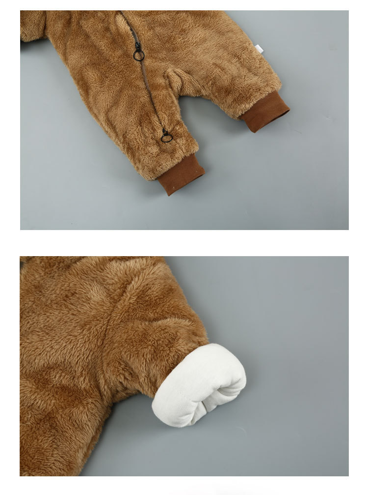 Baby Winter Fleece Bear Onesie – Thick Cotton Hooded Romper for Infants (0–2 Years) - Image 9