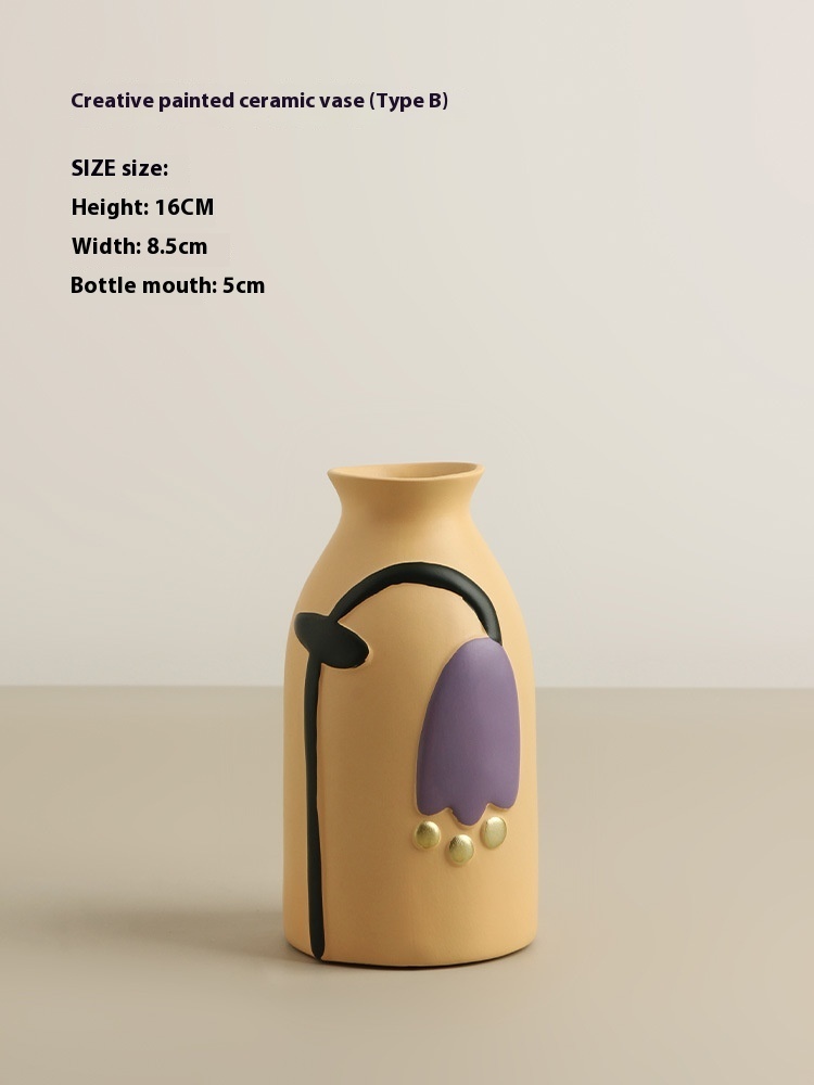 Retro Style Creative Color Painted Ceramic Vase Decoration - Image 10