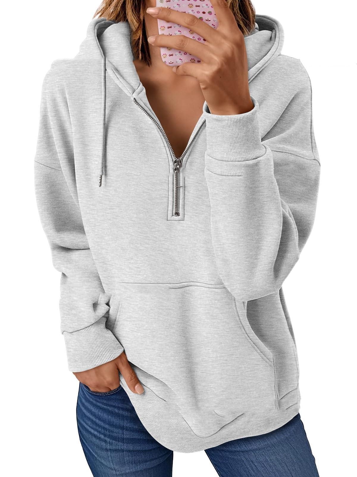 Solid Color Hooded Sweatshirt With Zip & Pocket - Image 5
